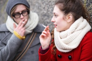 Employees smoking outside